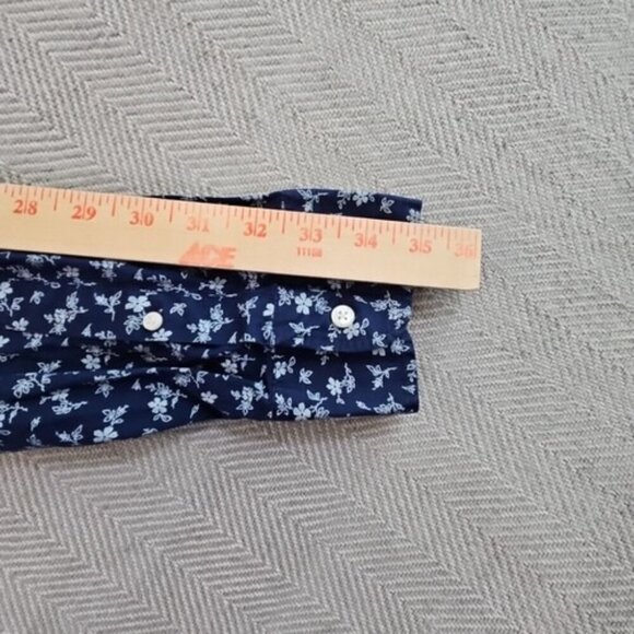 J. Crew Long Sleeve Button-Down Shirt Men's Large Blue Floral Classic Stretch - Picture 12 of 14